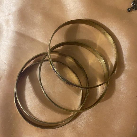 VINTAGE BROWN, GREEN AND GOLD CLOISONNÉ BANGLE BRACELET - Picture 3 of 4